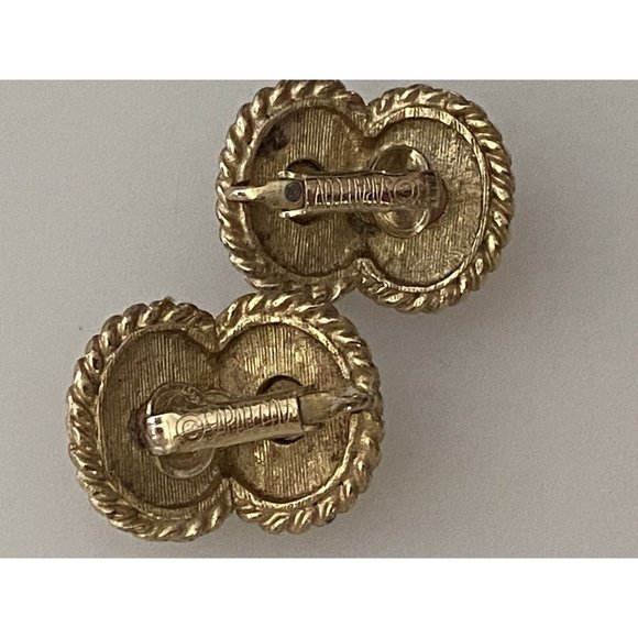 Vintage MCM Gold Tone Pink and Blue Clip On Earrings Sarah Coventry 1" Classic - Picture 11 of 16